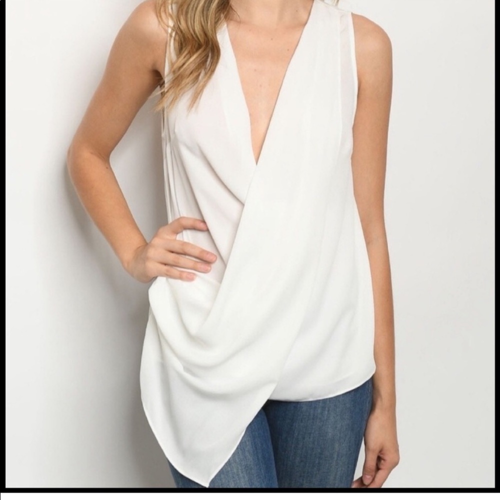 Beautiful Statement Sleeveless Blouse, White